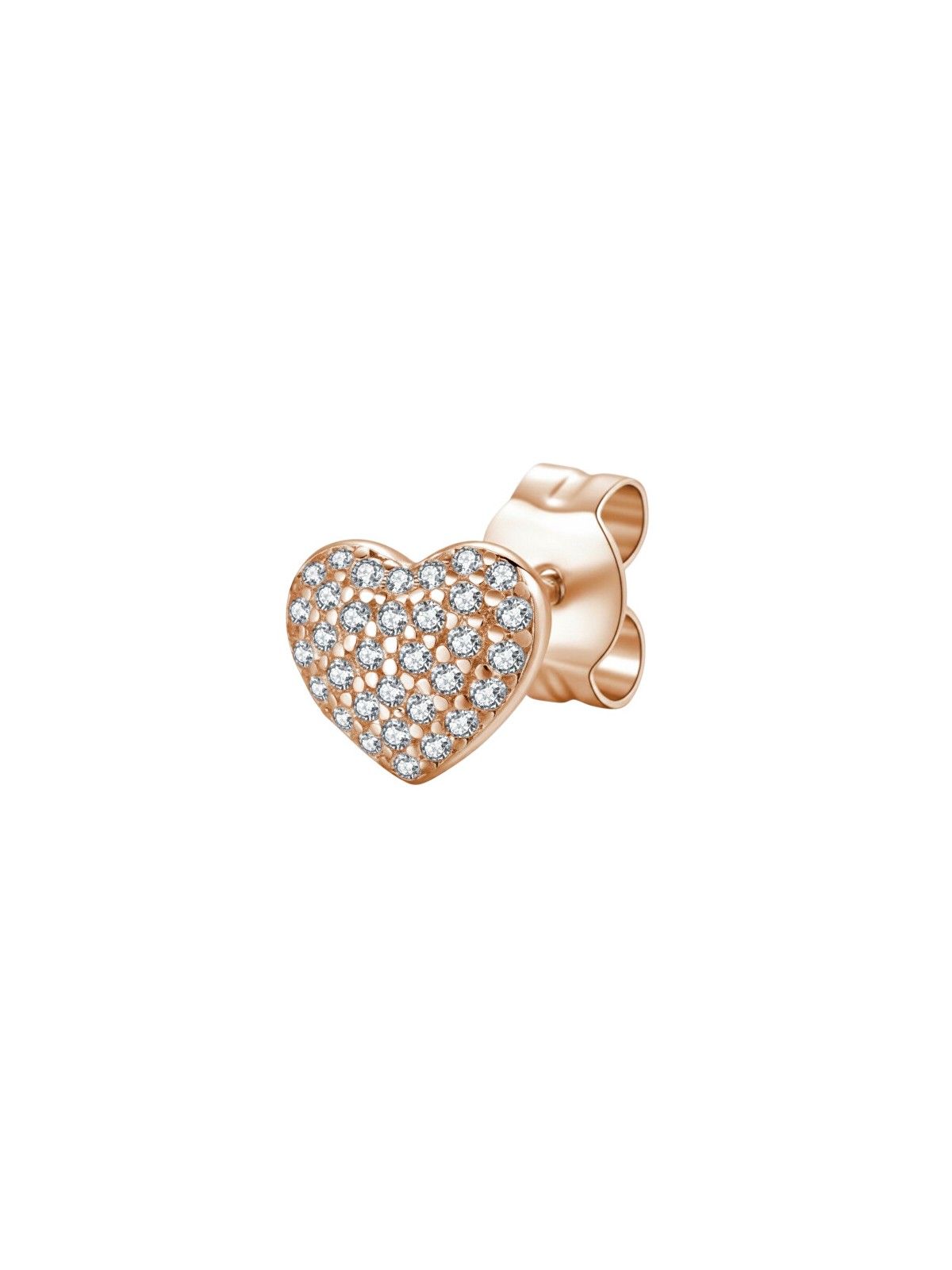 Rosato Orecchini singoli in bronzo a forma di cuore con zirconi Story RZO047 donna