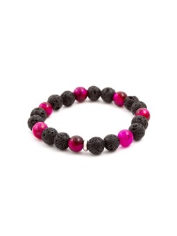 Agato Bracciale con perline in occhio di tigre e pietra lavica MINK20 / 17 donna