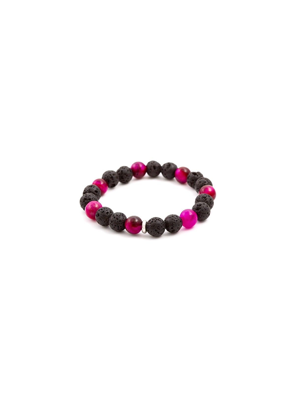 Agato Bracciale con perline in occhio di tigre e pietra lavica MINK20 / 17 donna
