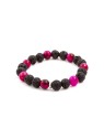 Agato Bracciale con perline in occhio di tigre e pietra lavica MINK20 / 17 donna