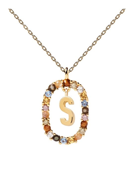 PDPAOLA Bellissima collana placcata in oro con lettera "S" LETTERS CO01-278-U catena, ciondolo donna