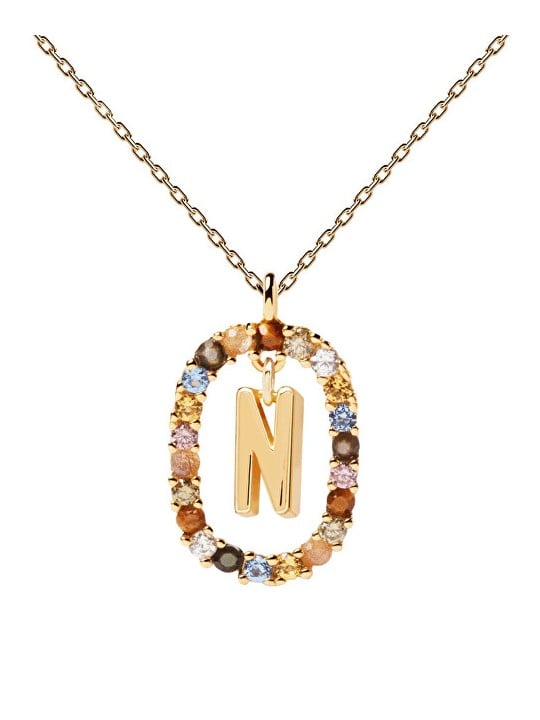 PDPAOLA Bellissima collana placcata in oro con la lettera "N" LETTERS CO01-273-U catena, ciondolo donna