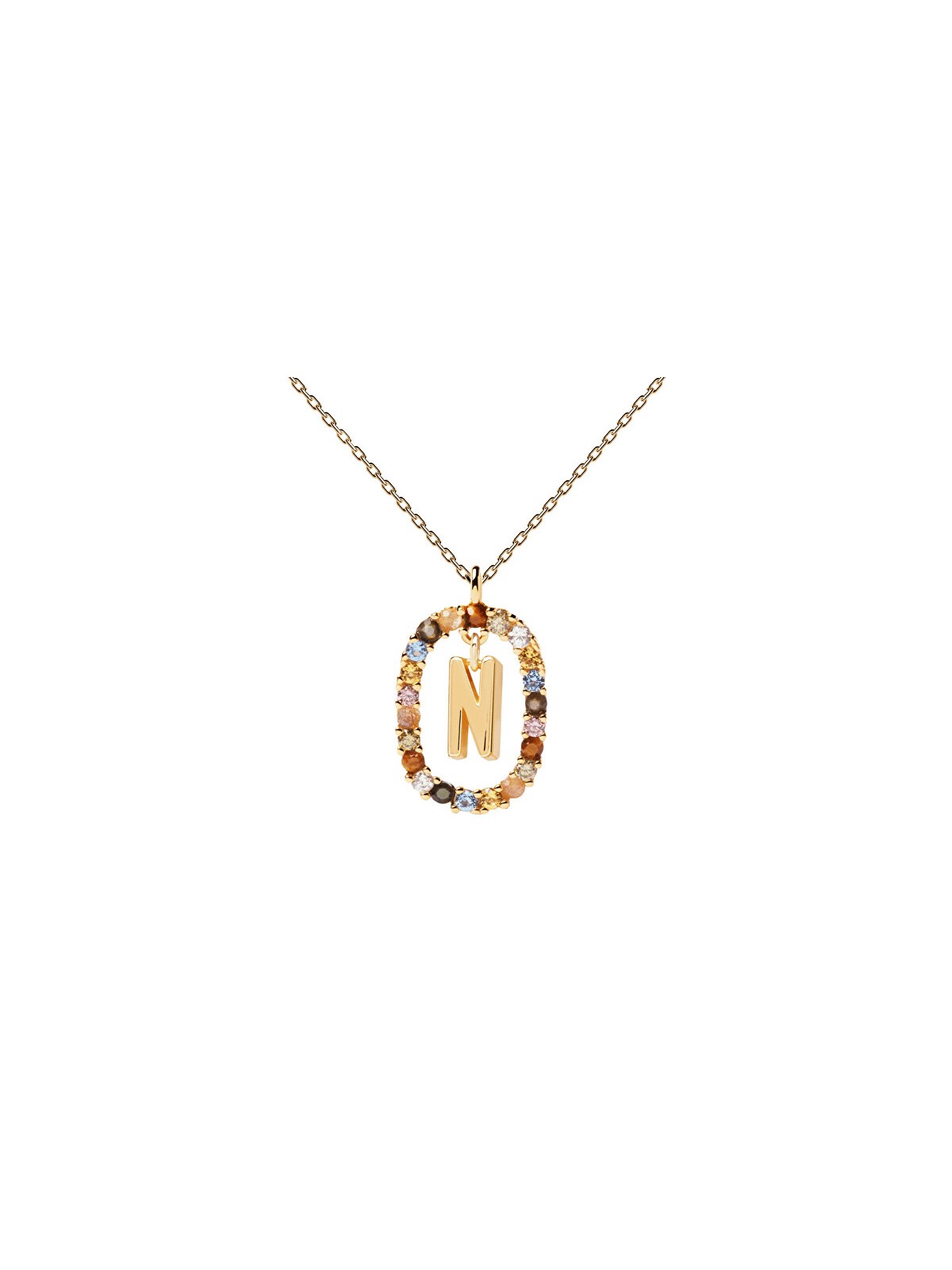 PDPAOLA Bellissima collana placcata in oro con la lettera "N" LETTERS CO01-273-U catena, ciondolo donna