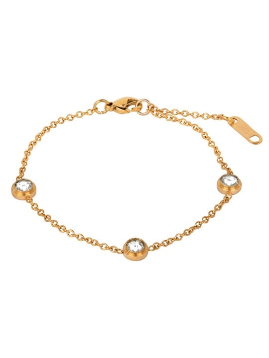 Troli Bracciale in acciaio placcato oro con ornamenti scintillanti donna