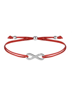 Troli Braccialetto con cordino e simbolo dell'infinito rosso/acciaio donna