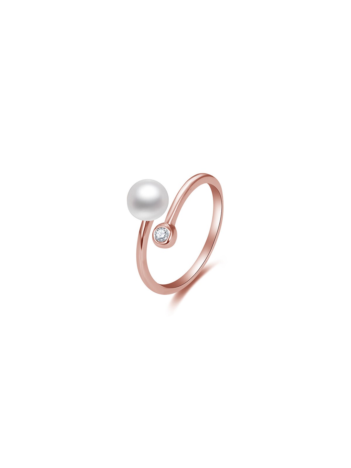 Beneto Anello aperto in bronzo con vera perla e zircone AGG469P-RG donna