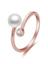 Beneto Anello aperto in bronzo con vera perla e zircone AGG469P-RG donna