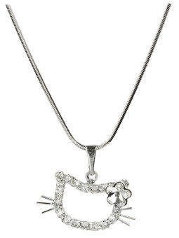 Levien Collana da ragazza con gatto e fiore di cristallo donna