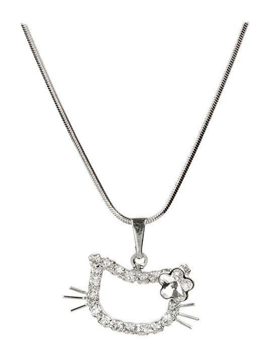 Levien Collana da ragazza con gatto e fiore di cristallo donna