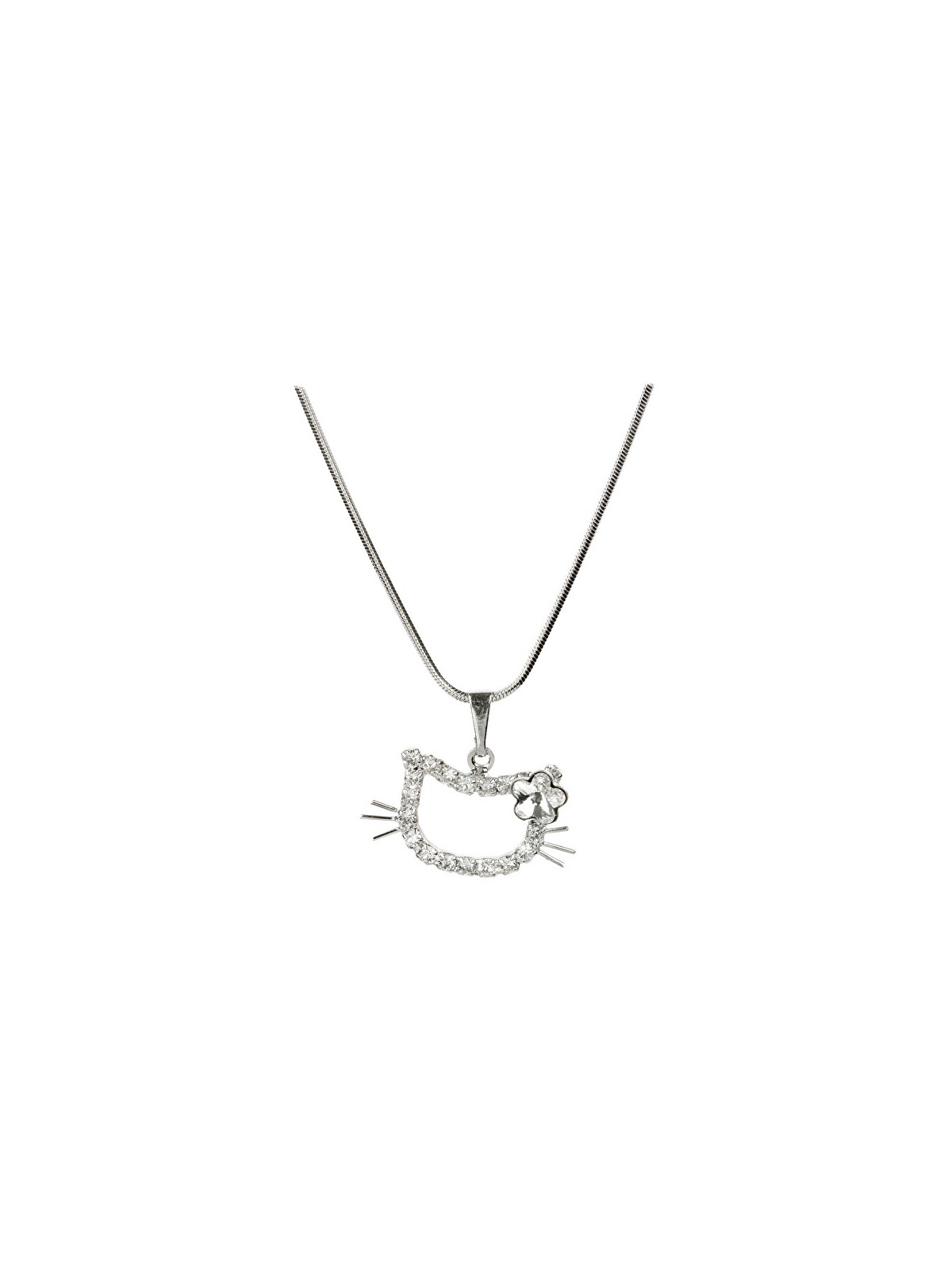Levien Collana da ragazza con gatto e fiore di cristallo donna
