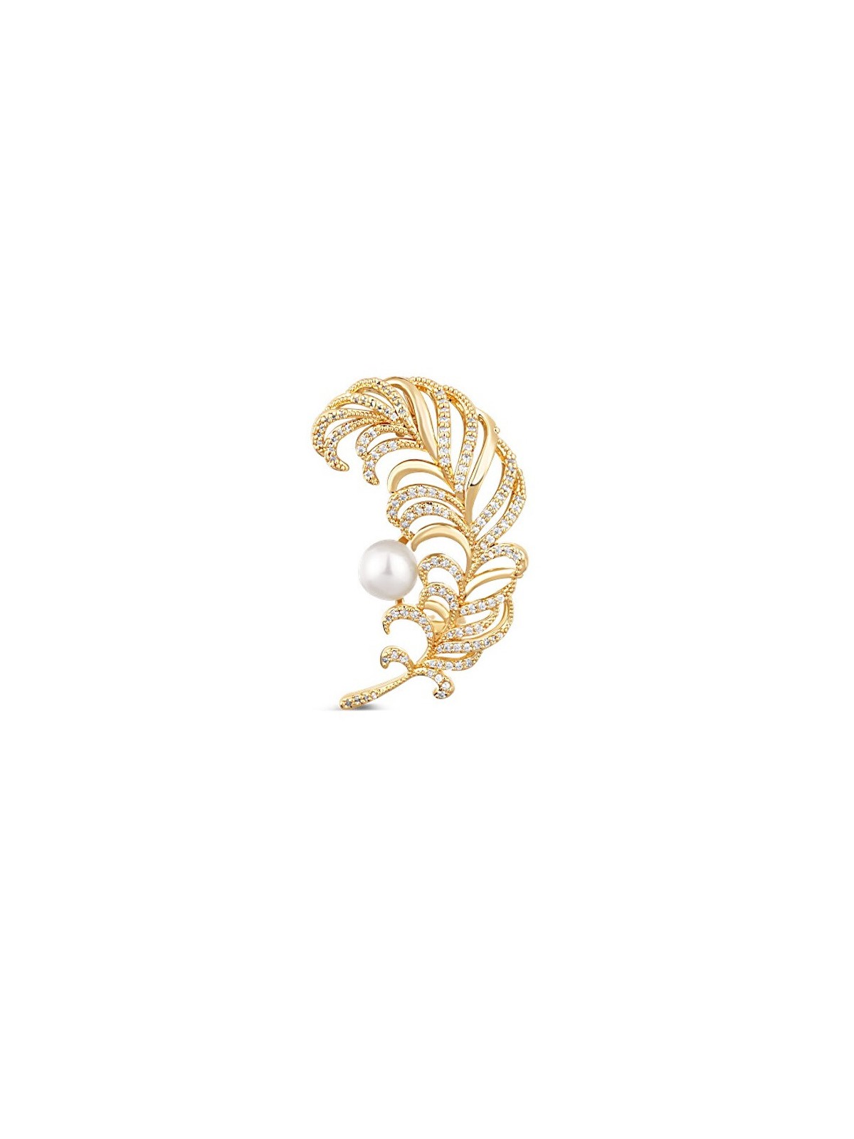 JwL Luxury Pearls Bellissima spilla a forma di piuma placcata in oro JL0731 donna