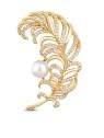 JwL Luxury Pearls Bellissima spilla a forma di piuma placcata in oro JL0731 donna