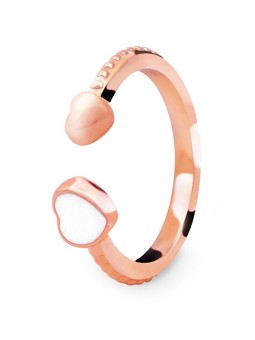Beneto Anello aperto in bronzo delicato con cuori AGG472-RG donna