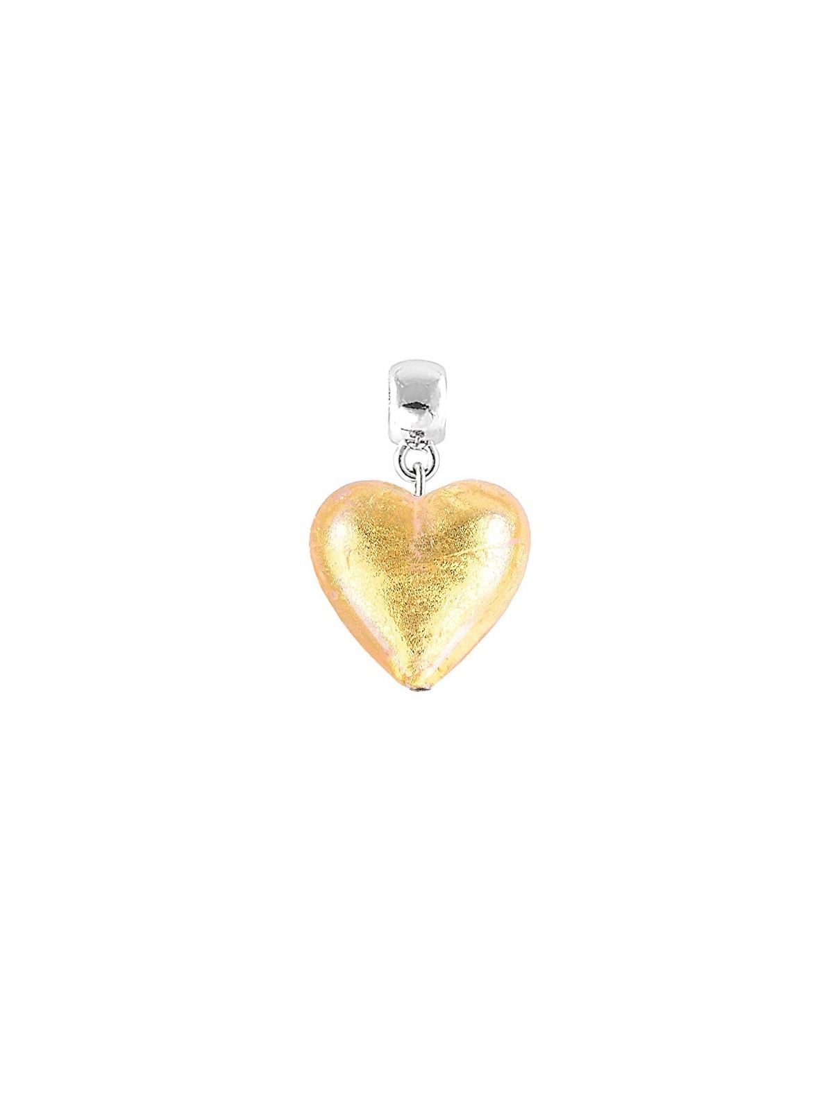 Lampglas Ciondolo a forma di cuore dorato scintillante con oro 24 carati in vetro S24 e perla donna