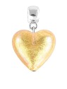 Lampglas Ciondolo a forma di cuore dorato scintillante con oro 24 carati in vetro S24 e perla donna