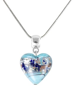 Lampglas Incantevole collana a forma di cuore di ghiaccio in argento sterling con perla in vetro di lampada NLH29 donna