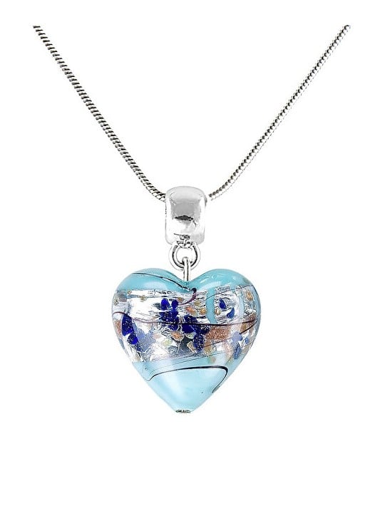 Lampglas Incantevole collana a forma di cuore di ghiaccio in argento sterling con perla in vetro di lampada NLH29 donna