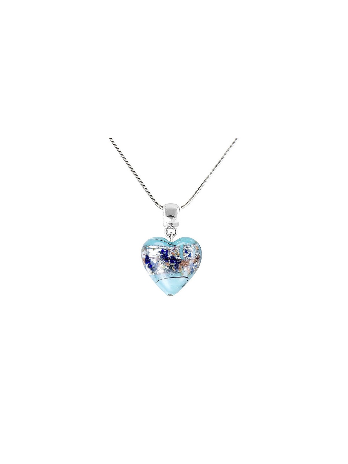 Lampglas Incantevole collana a forma di cuore di ghiaccio in argento sterling con perla in vetro di lampada NLH29 donna