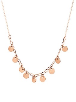 Troli Collana con monete in acciaio color oro rosa donna