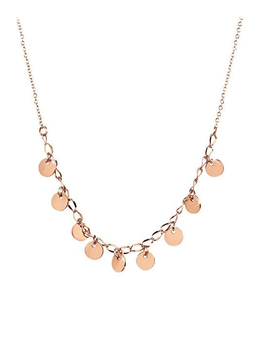 Troli Collana con monete in acciaio color oro rosa donna