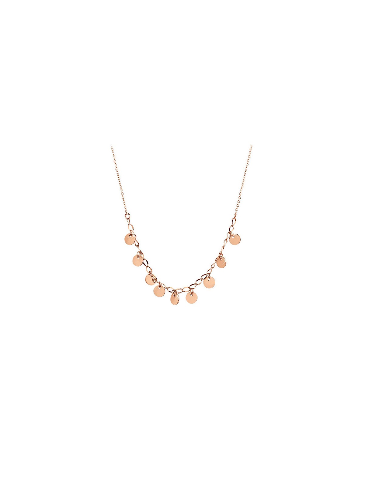 Troli Collana con monete in acciaio color oro rosa donna