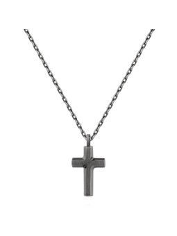 Brosway Elegante collana nera con croce Backliner BBC06 uomo