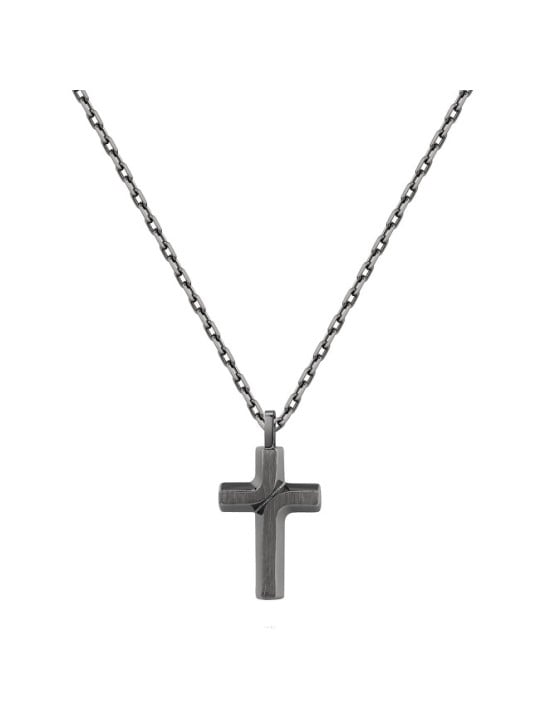 Brosway Elegante collana nera con croce Backliner BBC06 uomo