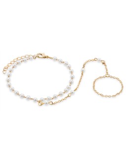 Troli Elegante bracciale placcato oro con filettatura sul dito donna