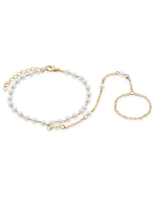 Troli Elegante bracciale placcato oro con filettatura sul dito donna