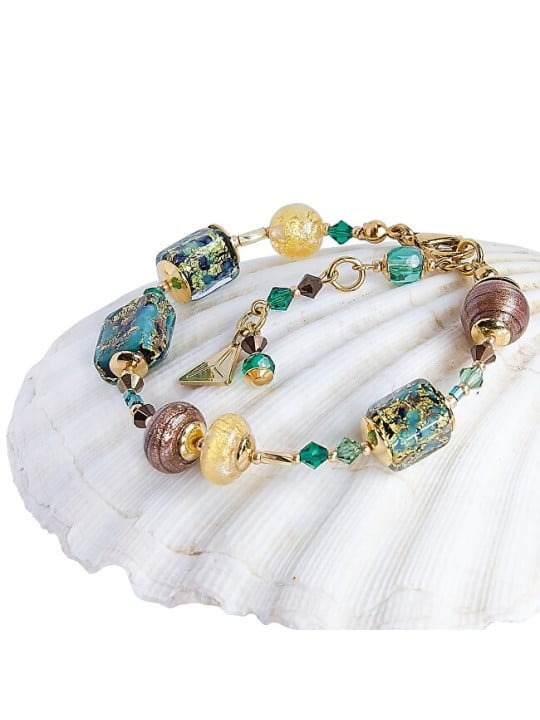 Lampglas Elegante e favoloso bracciale a blocchi in oro 24 carati con perle di vetro di lampglas BCU67 donna
