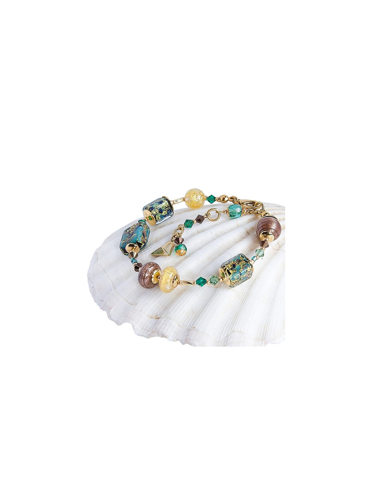 Lampglas Elegante e favoloso bracciale a blocchi in oro 24 carati con perle di vetro di lampglas BCU67 donna