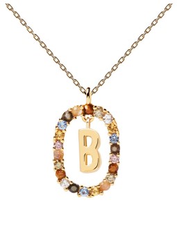 PDPAOLA Bellissima collana placcata in oro con lettera "B" LETTERS CO01-261-U catena, ciondolo donna