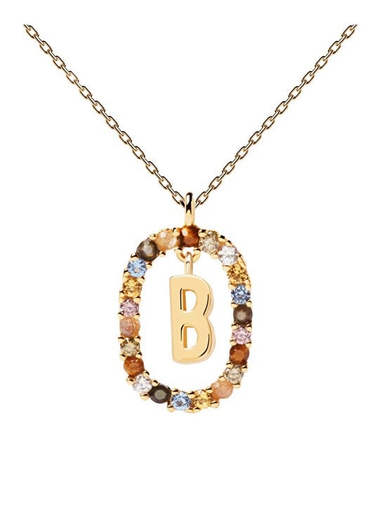 PDPAOLA Bellissima collana placcata in oro con lettera "B" LETTERS CO01-261-U catena, ciondolo donna