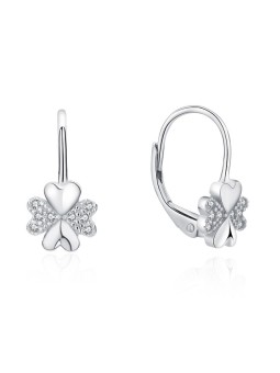 MOISS Orecchini giocosi in argento con zirconi a forma di quadrifoglio E0000565 donna