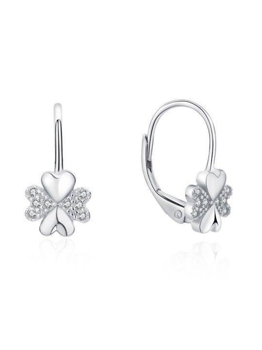 MOISS Orecchini giocosi in argento con zirconi a forma di quadrifoglio E0000565 donna