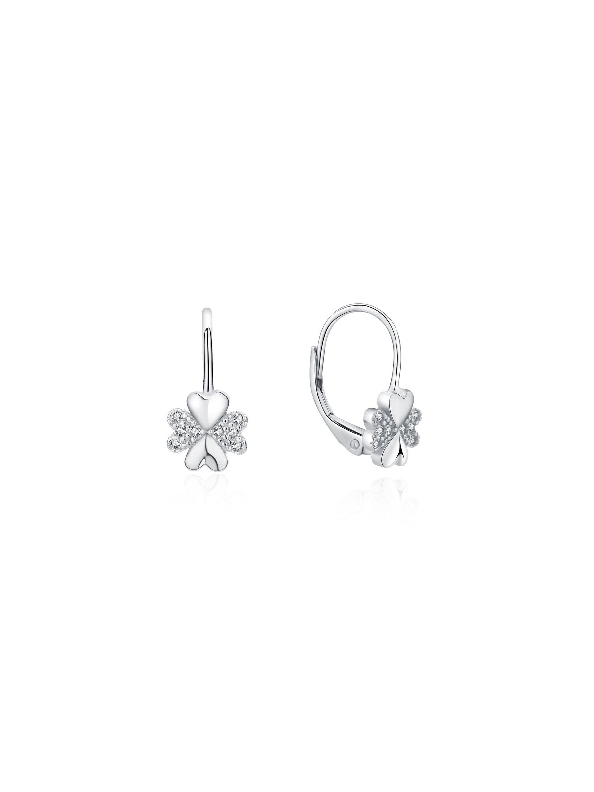 MOISS Orecchini giocosi in argento con zirconi a forma di quadrifoglio E0000565 donna