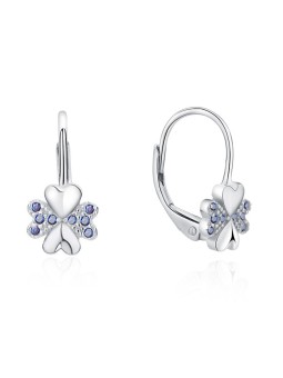 MOISS Orecchini giocosi in argento con quadrifoglio in zirconi blu E0000570 donna