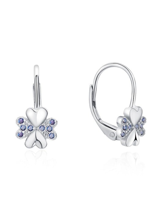 MOISS Orecchini giocosi in argento con quadrifoglio in zirconi blu E0000570 donna