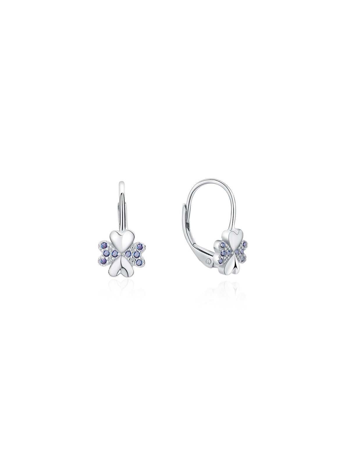 MOISS Orecchini giocosi in argento con quadrifoglio in zirconi blu E0000570 donna