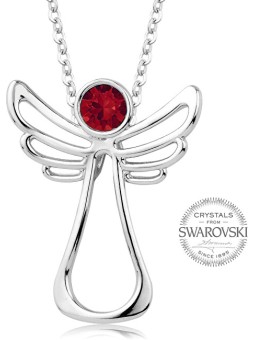 Levien Collana con angelo custode in cristallo rosso donna