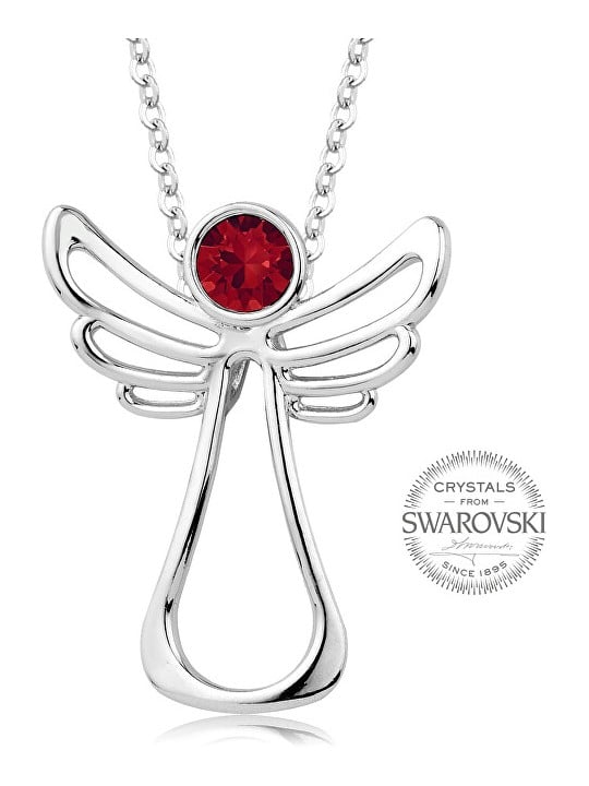 Levien Collana con angelo custode in cristallo rosso donna