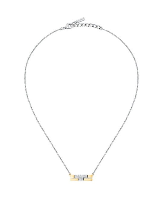 Trussardi Collana bicolore in acciaio con zirconi e logo T-Logo TJAXC06 donna