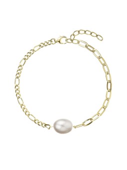 Evolution Group Elegante bracciale placcato oro con vera perla 23026.1 donna