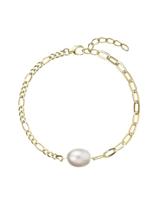 Evolution Group Elegante bracciale placcato oro con vera perla 23026.1 donna