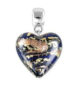 Lampglas Ciondolo magico a forma di cuore egizio con oro 24 carati e perla di vetro S26 donna
