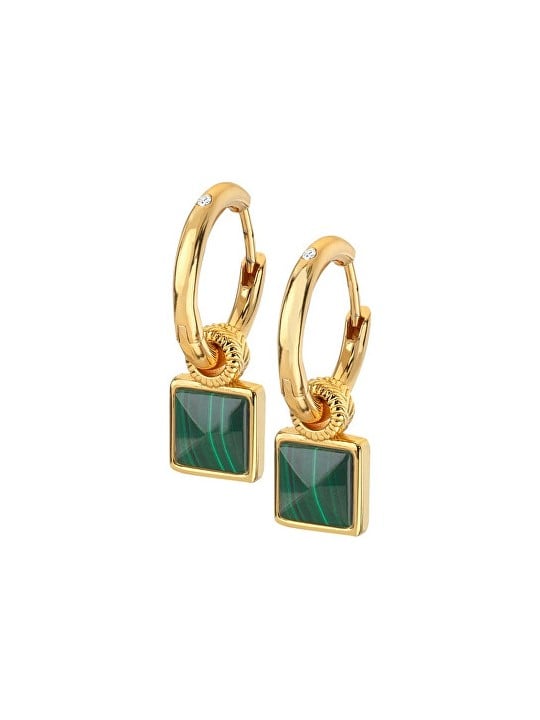 Hot Diamonds Orecchini rotondi di lusso con diamanti e malachite 2 in 1 Jac Jossa Hope DE713 donna