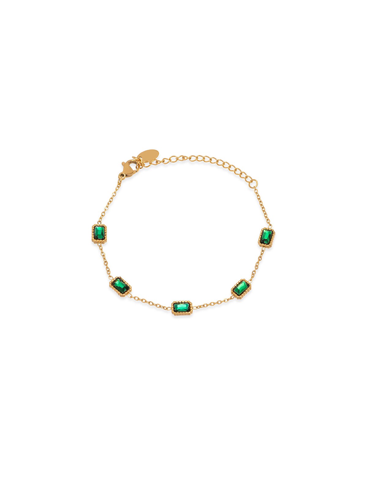 Troli Incantevole bracciale dorato con cristalli verdi donna