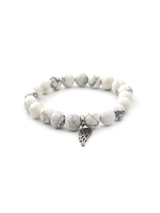 Agato Bracciale di perline in howlite bianca MINK30 / 17 donna