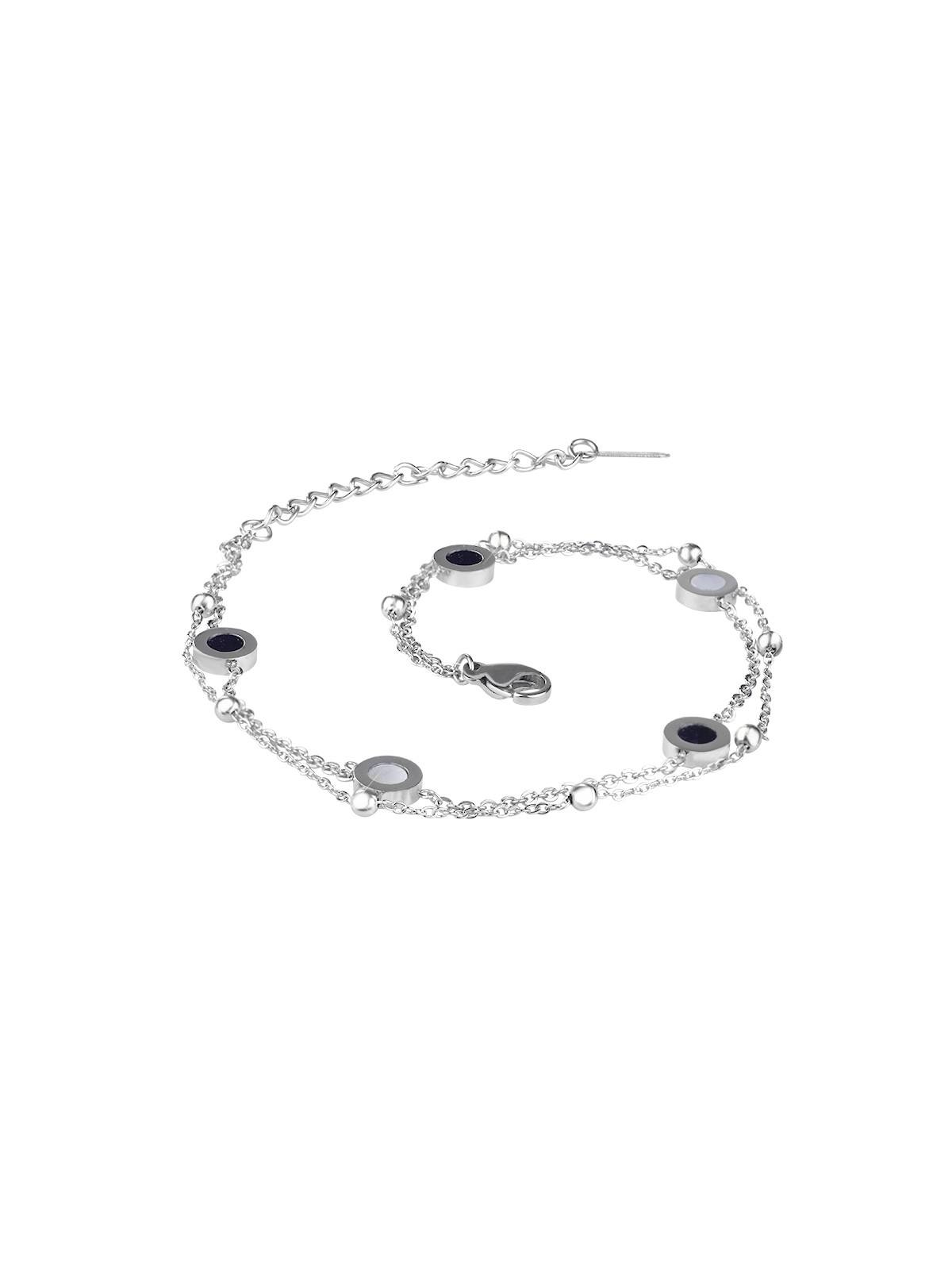 Troli Bracciale a doppia gamba in acciaio con ornamenti donna