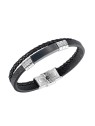 Troli Bracciale da uomo nero in pelle intrecciata uomo